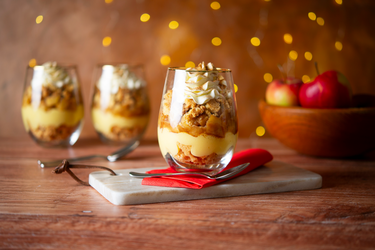  Appel trifle met zelfgemaakte crumble en banketbakkersroom