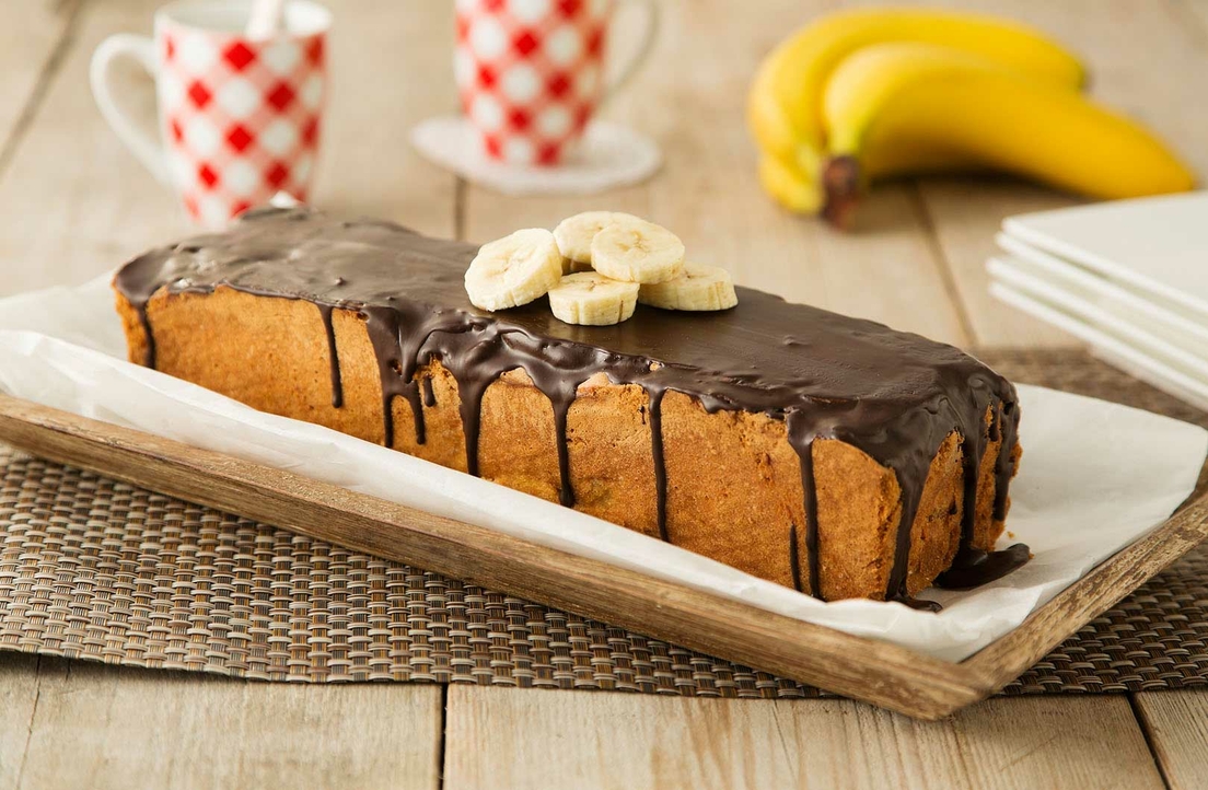 Bananencake met chocoglazuur