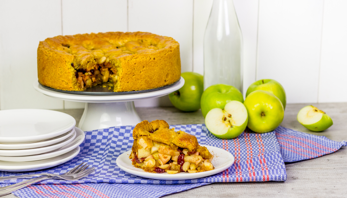 Appeltaart met amandelen en cranberries (glutenvrij)