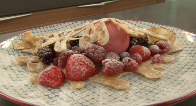 Kanten pannenkoekjes met fruit