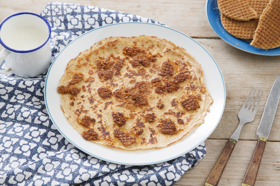 Pannenkoek met stroopwafel