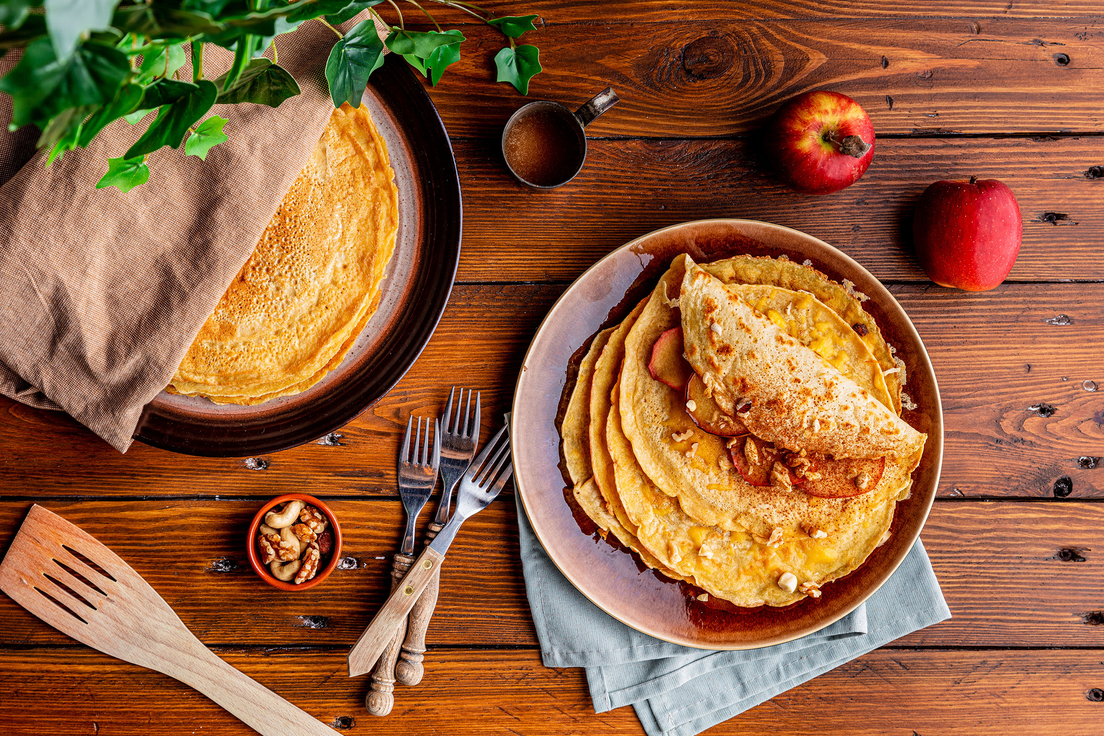 Vegan appel-kaas pannenkoeken