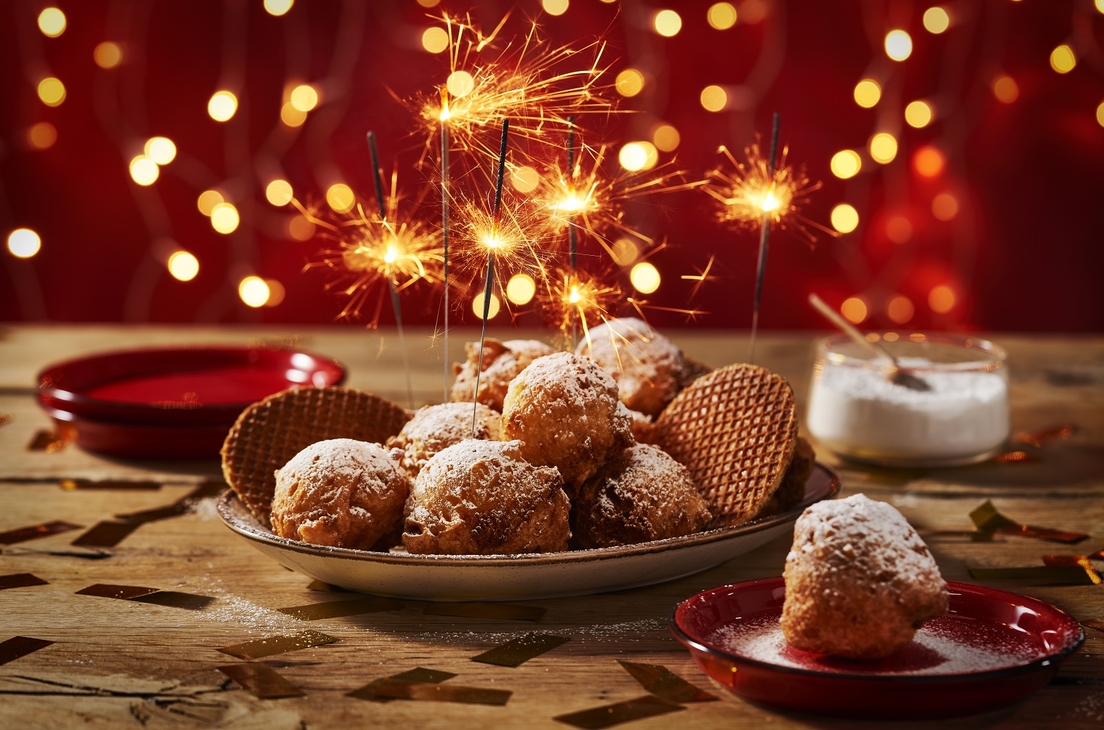 Oliebollen met stroopwafel